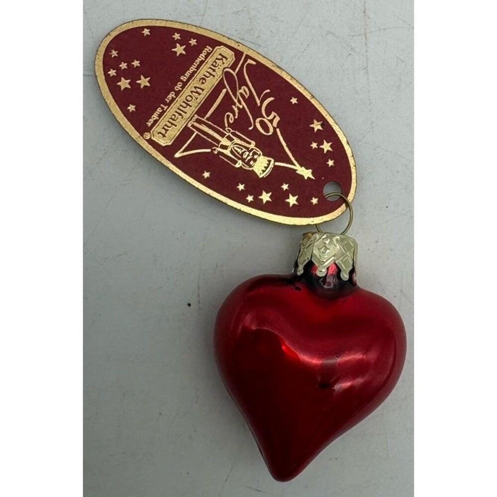 Käthe Wohlfahrt 50 Jahre Red Heart Glass Christmas Ornament Germany w/ Tag